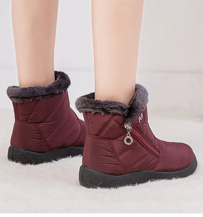 Boots Women's Ankle Boots With Fur Waterproof Snow Botas Mujer Elegant Winter Shoes For Woman Winter Boots Casual Black Footwear.