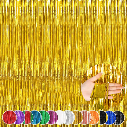 Günstig als Party, Metallic-Lametta-Folie, Fransenvorhänge, Hintergrund für Geburtstag, Silvester, Party, Foto, Hochzeit, Dekoration.