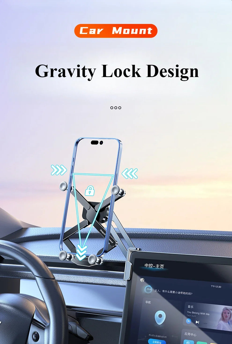 Oatsbasf Dual-position Car Screen Phone Holder Stand Metal Aluminum Adjustable for Tesla Model 3 Highland Y Car Accessories.