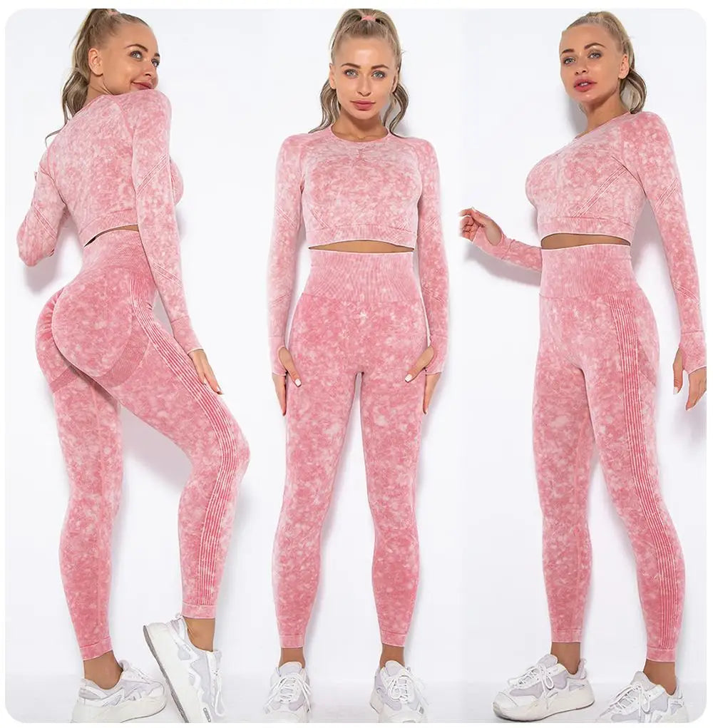 Seamless Yoga Set Gym Clothes Women's Sportswear Yoga Suits Women Fitness Set Tracksuits Sports Outfits Long Sleeve Gym Leggings