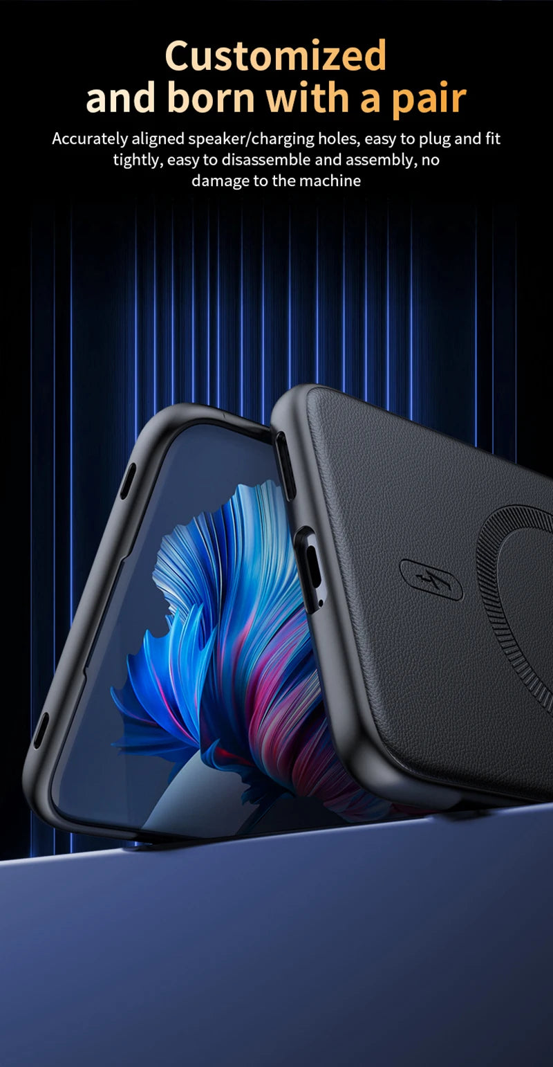 For Iphone 17 Pro Case Magnetic Leather Shield Cover For Iphone 17 Pro Anti-Fingerprint Non-Slip PC+TPU.