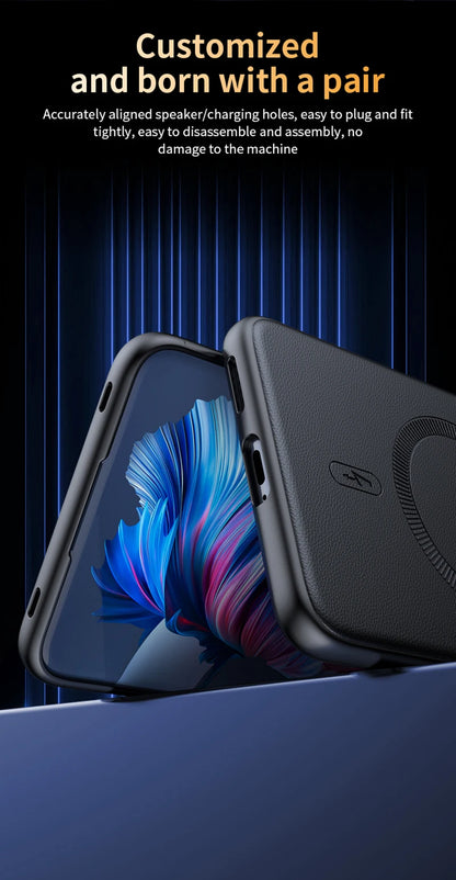 For Iphone 17 Pro Case Magnetic Leather Shield Cover For Iphone 17 Pro Anti-Fingerprint Non-Slip PC+TPU.