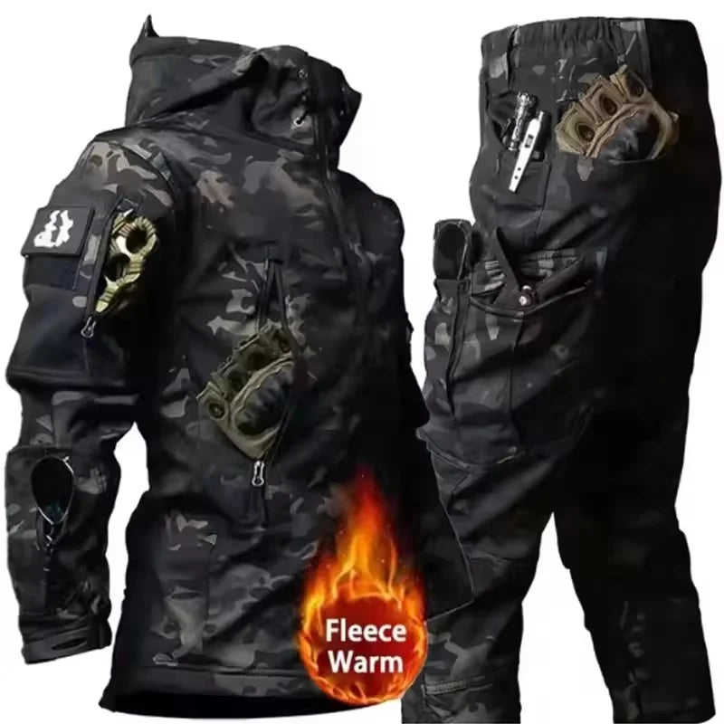Winter autumn fleece warm waterproof suit men's jacket tactical outdoor hiking fishing camping sportswear jacket.