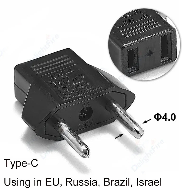 US-Elektrostecker-Adapter, europäisch, EU auf US, Amerika, China, CN, Kanada, CA, Reiseadapter, 2-poliger Stecker, Typ A, Konverter, Netzteil
