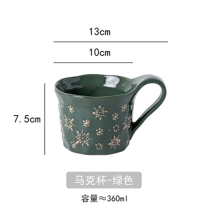 1PC Exquisite Christmas Tableware Ceramic Plates Fruit Salad Plates Breakfast Milk Mugs Household Kitchen Ceramic Noodle Bowls.