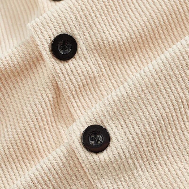 Men's Corduroy Jacket Stand-up Collar Slim Fit Retro Multi-pocket Workwear Commuter Coat for Spring And Autumn