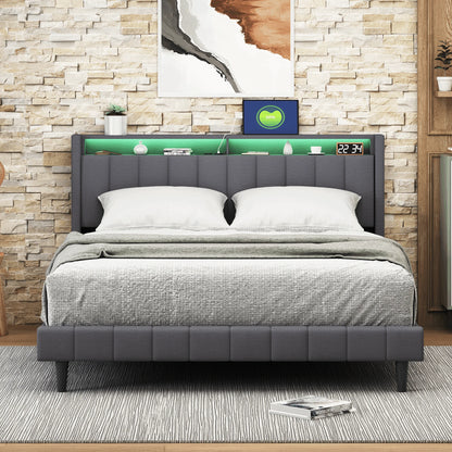 Anajqaqia gepolstertes Doppelbett 140 x 200 cm, 160 x 200 cm, mit Licht und Aufladung, ohne Matratze