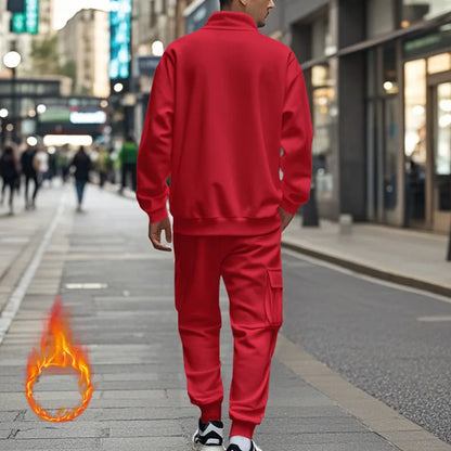 2024 Herbst und Winter Herren-Sporthosen-Set aus lässigem Samt mit warmem Reißverschluss