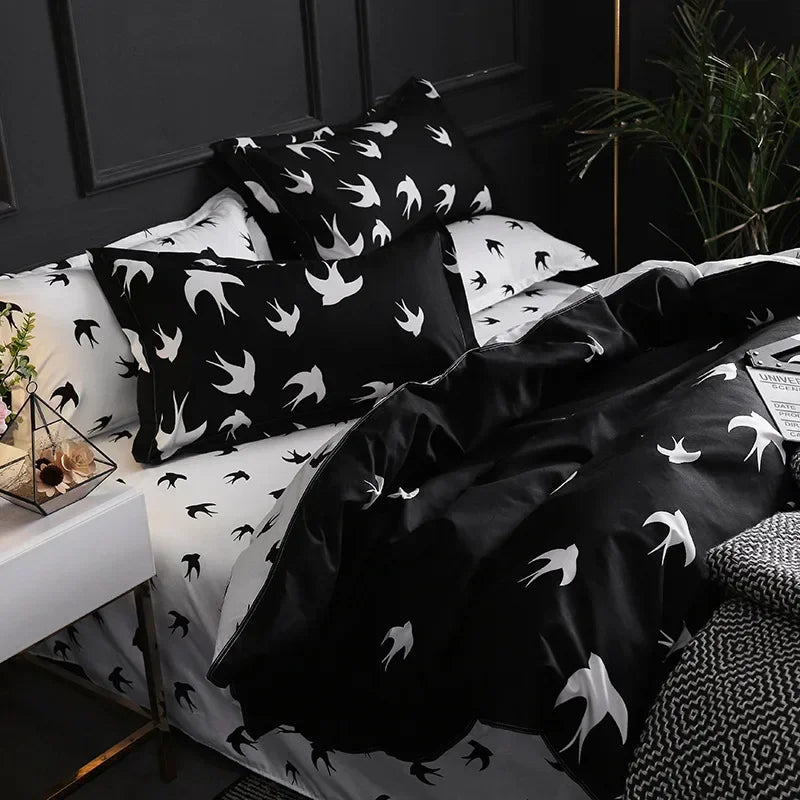 3pcs Couple Duvet Cover with Pillow Case Nordic Comforter Bedding Set Quilt Cover Queen/King Double or Single Bed.