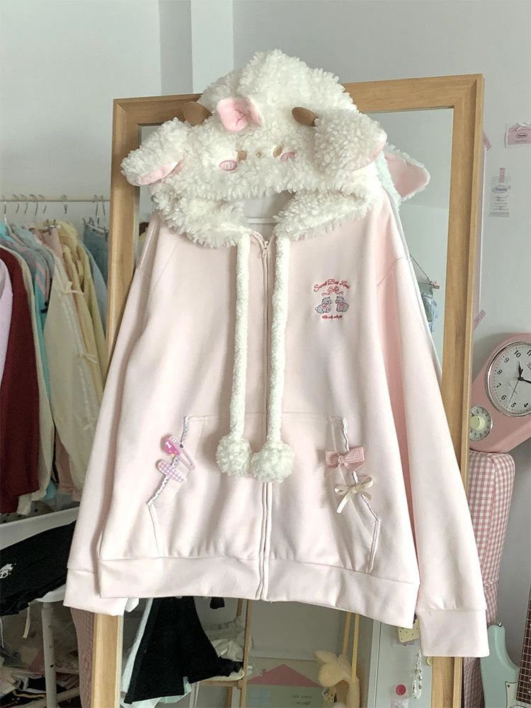Japanese Kawaii Print Hooded Coats Women Sweatshirts Harajuku Printed Jacket Aesthetic Grunge Blouse Subculture Cute Y2k Tops.