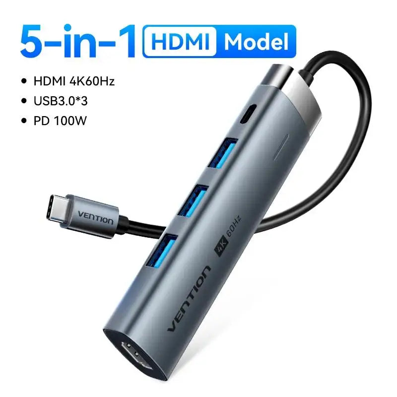 Vention USB C HUB Type C to HDMI 4K60Hz RJ45 PD 100W Adapter For Macbook iPad Pro Air M2 M1 Sumsang PC Accessories USB 3.0 HUB