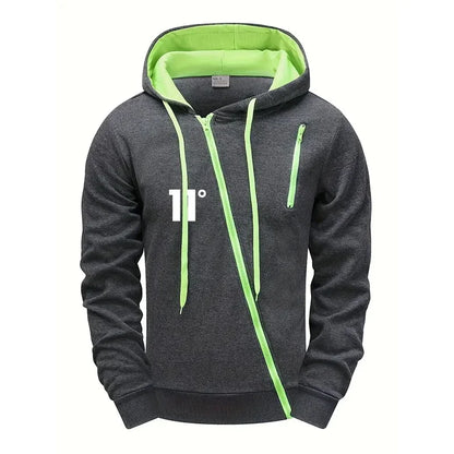 Fashion Autumn Winter Hoodie Comfort Single Sweatshirt Top Pants Men Versatile Diagonal Zipper Jacket Casual Jogging Sport Daily.