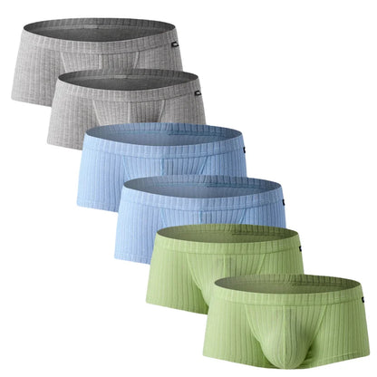 6er-Pack Herren-Unterwäsche, niedrige Leibhöhe, Boxershorts, einlagig, U-konvexer Beutel, Unterhose, atmungsaktive Boxershorts für Herren