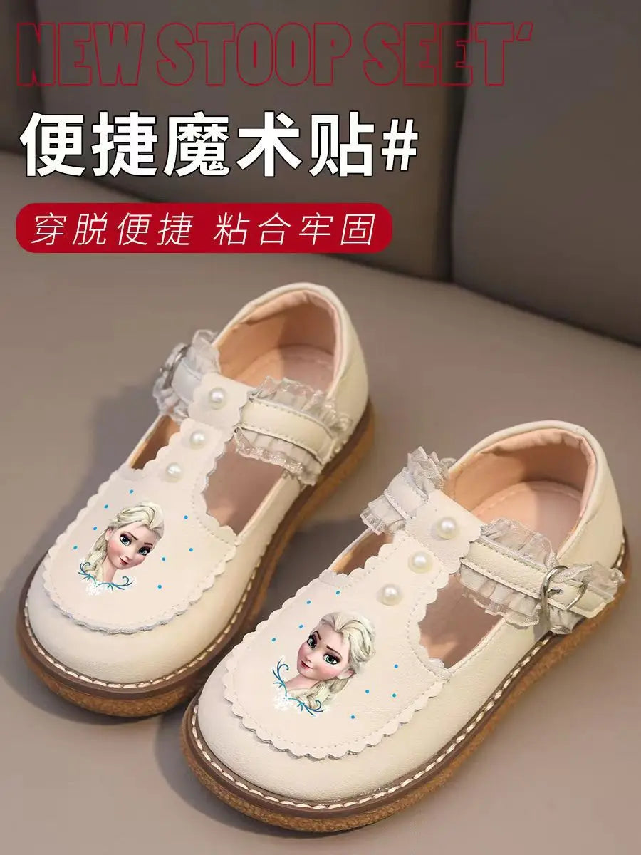 Disney Children's Girls' Leather Casual Shoes Spring Frozen Princess Girls' Soft Sole Non-slip Shoes Baby Shoes Lolita Girls.