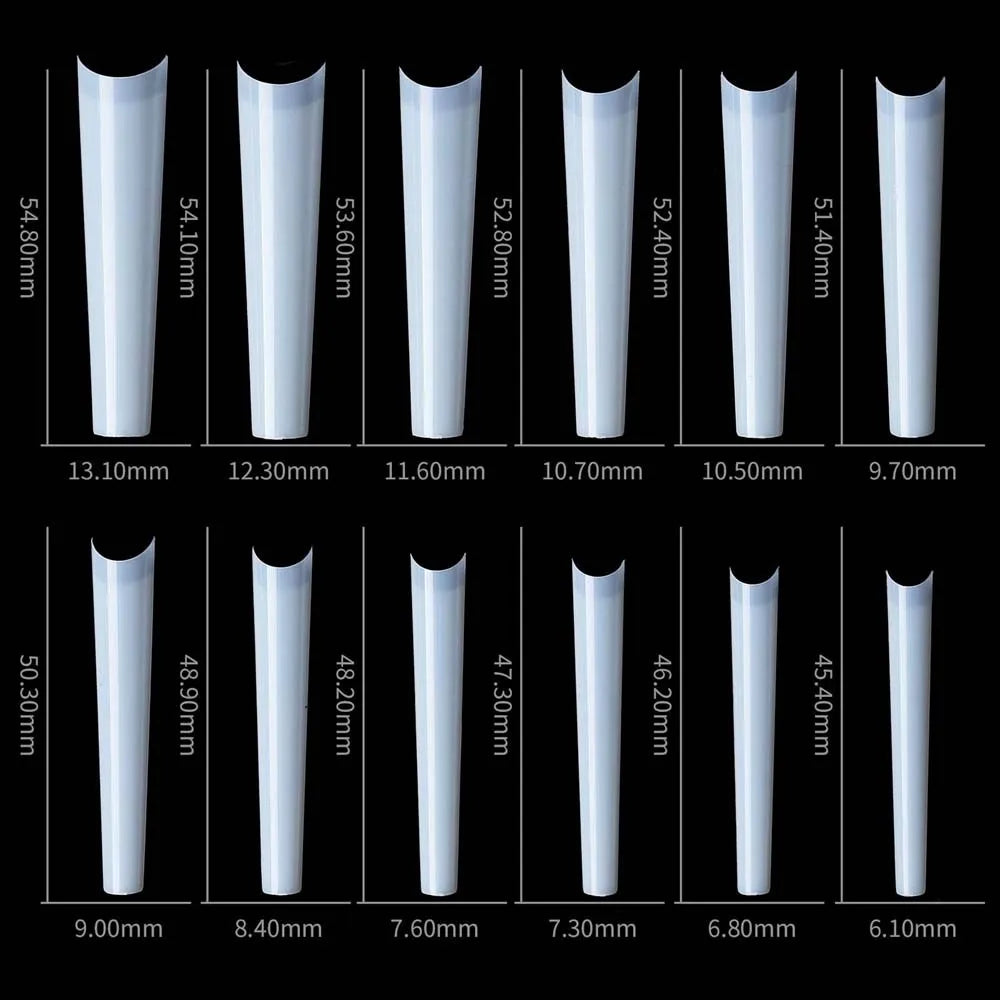 500/600pcs Long Pointed Fake Nail Tips Stiletto Half Cover French Acrylic UV Gel False Nail Extension Press On Nails Manic Tool