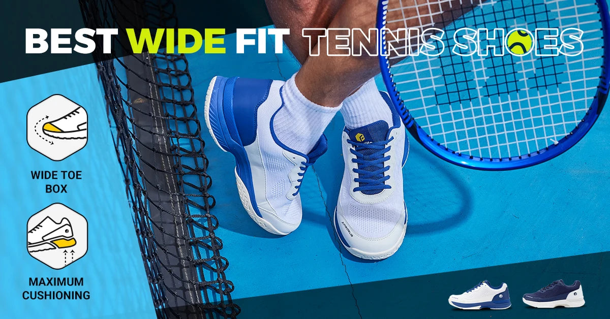 FitVille Professionelle Tennisschuhe für Herren, Soprt-Schuhe, Trainings-Sneaker, rutschfest, schweißabsorbierend, geschwollene Füße, Fußgewölbeunterstützung.