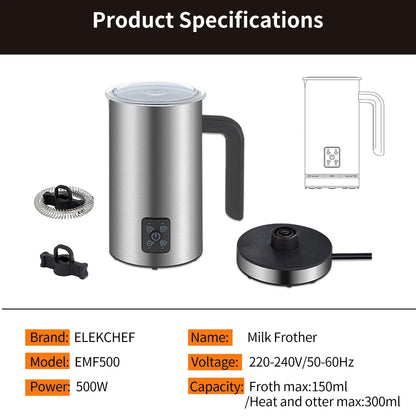 BioloMix Upgraded 4 in 1 Coffee Milk Frother Frothing Foamer Automatic Milk Warmer Cold/Hot Latte Cappuccino Chocolate.