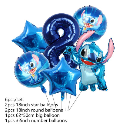 Disney Stich Geburtstag Dekorationen Einweg Geschirr Teller Serviette Stroh Tischdecke Folie Ballon Party Liefert Kinder Geschenke.
