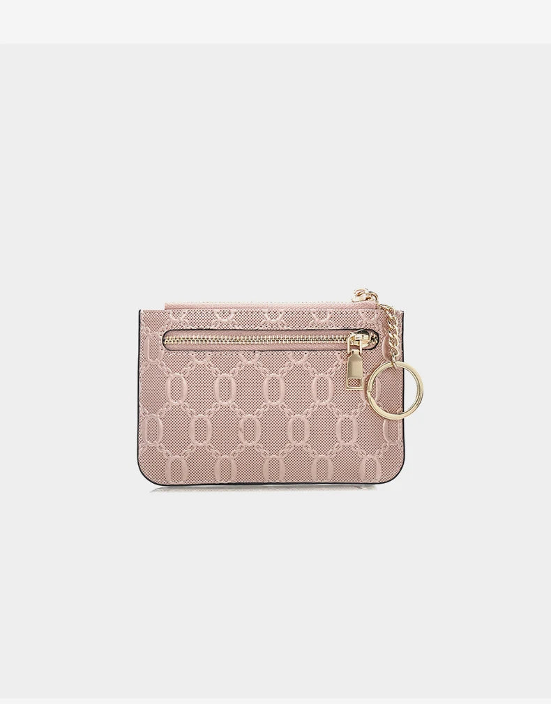 FOXER Split Leather Women's Card Holder Wallet Fashion Anti-theft Thin Wallet Mini Clutch Bag Ladies Short Coin Wallet Purse.