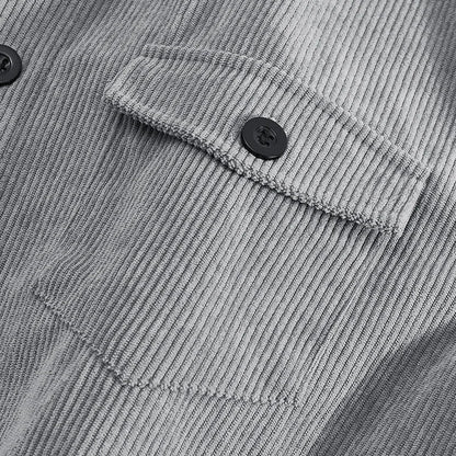 Men's Corduroy Jacket Stand-up Collar Slim Fit Retro Multi-pocket Workwear Commuter Coat for Spring And Autumn