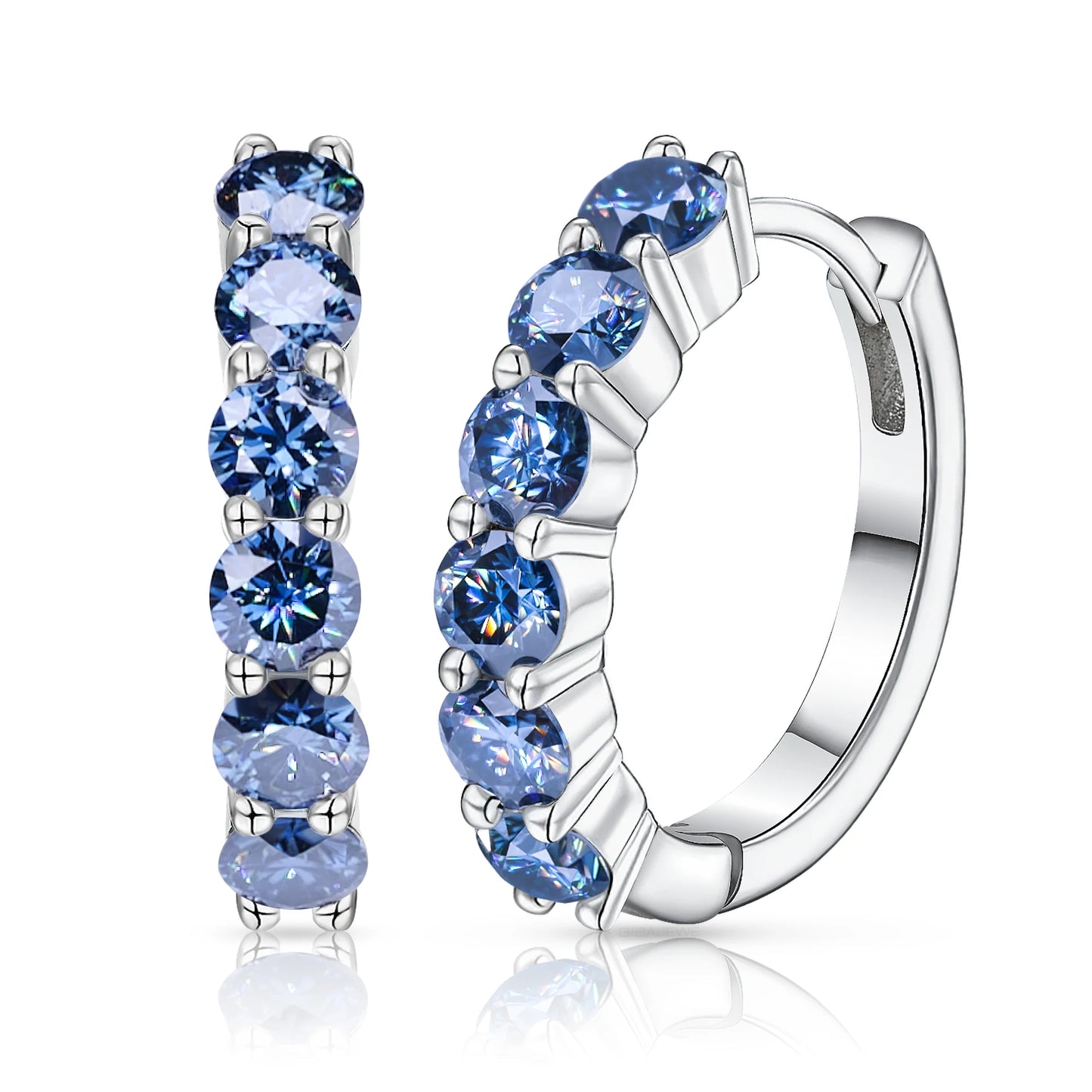 GIGAJEWE Hoop Earring Moissanite Natural Blue Color VVS1 S925 Silver 18K Gold Plated Diamond Test Passed Jewelry Woman Wife Gift