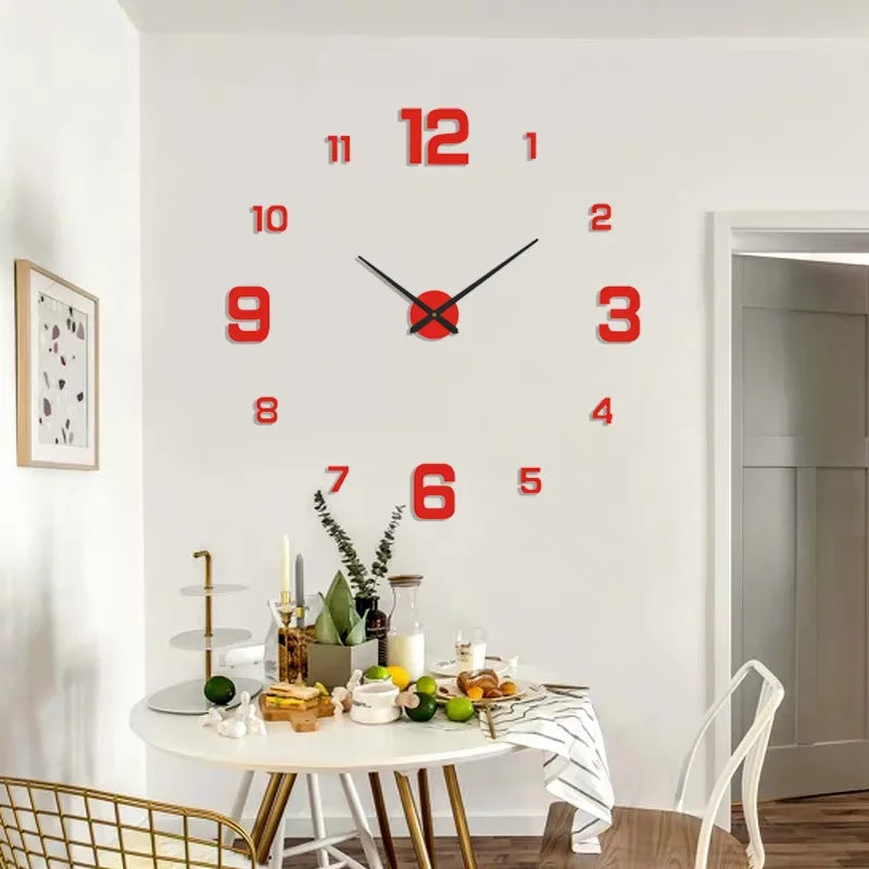 3D Wanduhr Leucht Rahmenlose Wanduhren DIY Digital Clock Wand Aufkleber Stille Uhr für Home Wohnzimmer Büro Wand decor