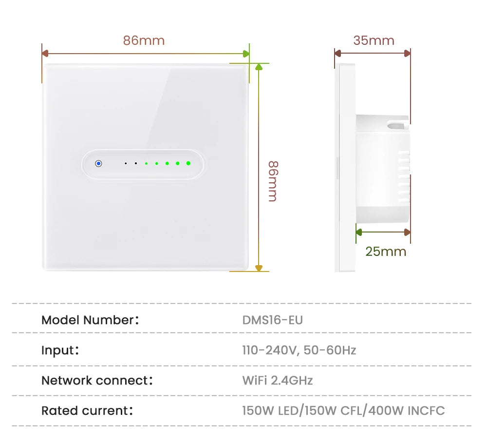 AVATTO Tuya WiFi Smart Dimmer Schalter EU 1/2 Gang Touch Licht Schalter Glas Panel APP Fernbedienung Funktioniert Mit Alexa Google hause.