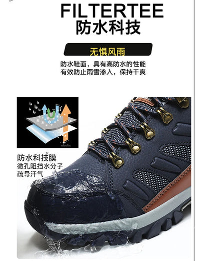 Winter Tactical Boots Combat Autumn Hiking Boots Men Snow Warm Fur Sneakers Padded Trekking Black Waterproof Leathe Sneakers.