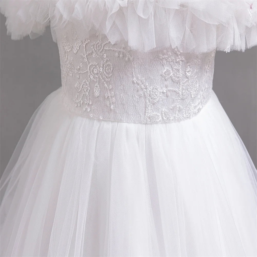 Neues elegantes Kleid für Mädchen, Blumenhochzeit, Hochzeit, langer bestickter Panto-Rock, 4–12 Jahre altes Klavier-Performance-Mädchenkleid.