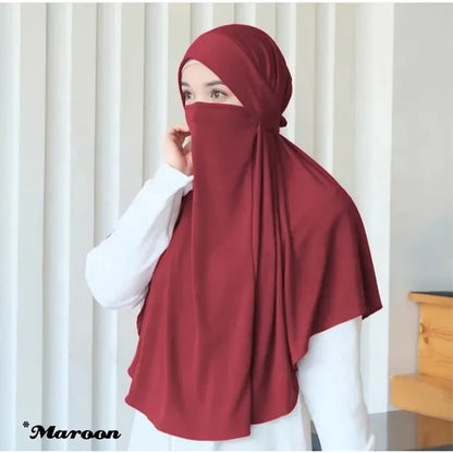 Large Plain Muslim Ethnic Scarf Women Hijab Islamic Muslim Hijab Instant Turban Arabic Scarfs Khimar Headwraps(FRNT56CM,BK90CM).