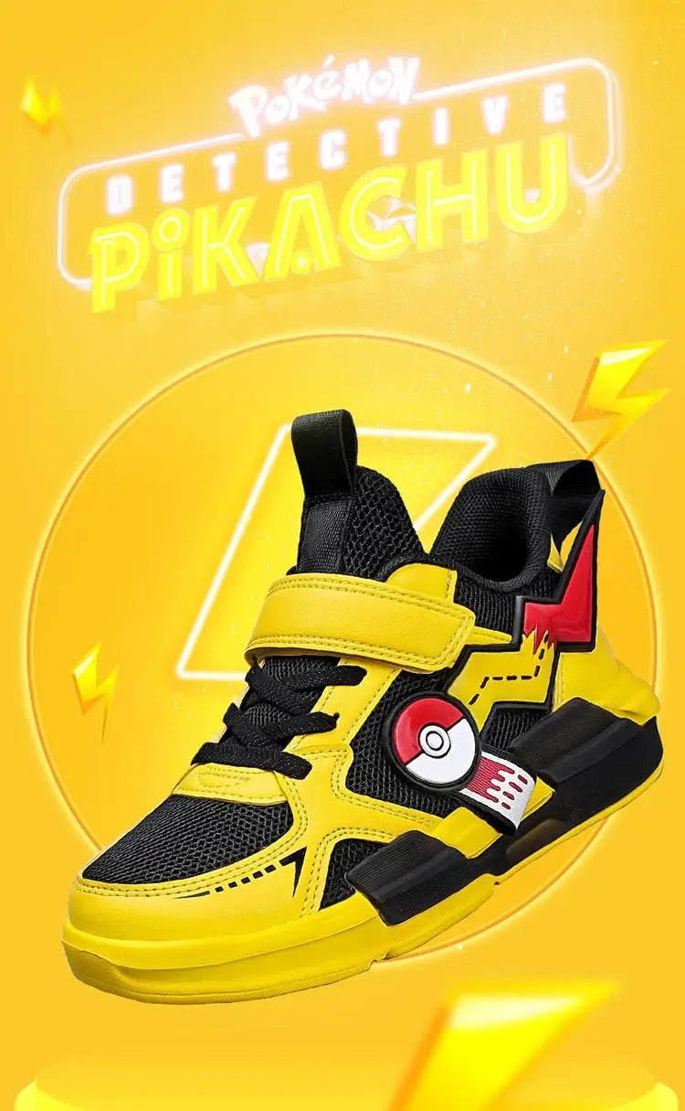 Pokemon Pikachu Children Sports Shoes Spring and autumn Fashion Anime Boy Sneakers Student Breathable Non-slip Running Shoe.