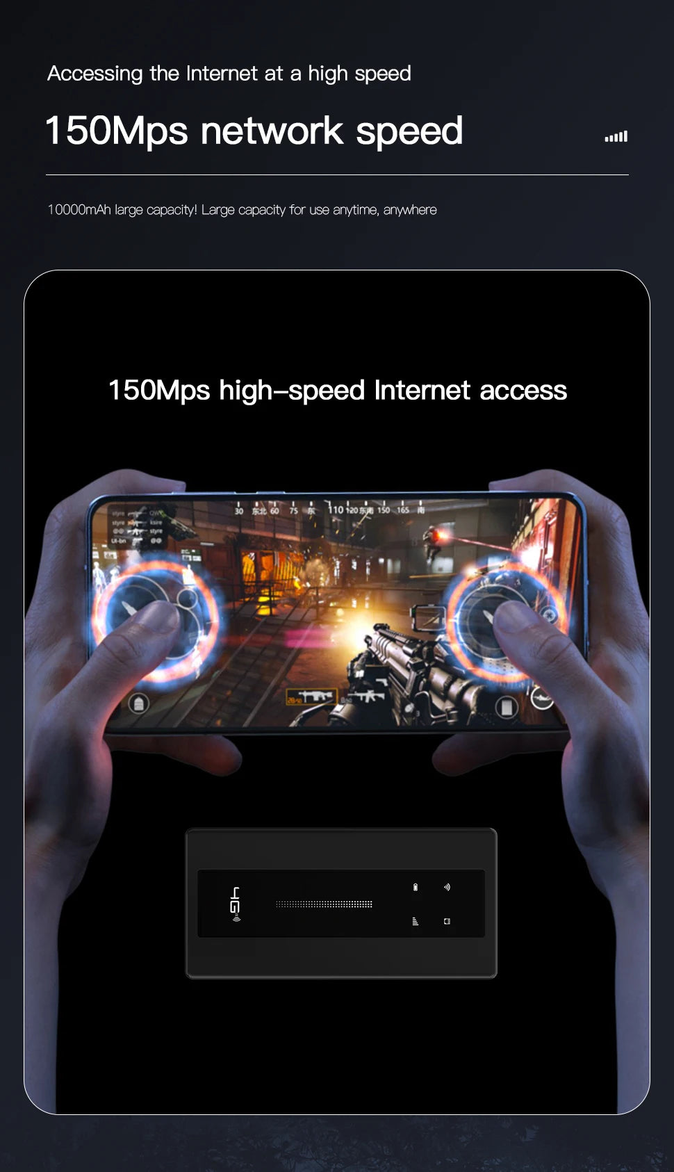 KuWFi Mobile Wifi Router 10000mAh Portable Lte Router CAT4 Outdoor Travel Pocket Wifi Hotspot with RJ45 TS9 Antenna Port WPS.