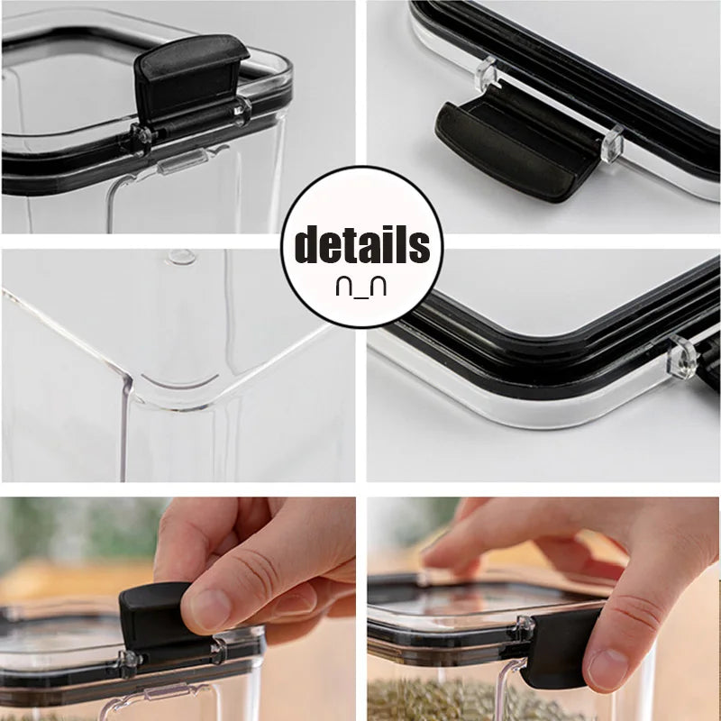 Dry Food Storage Box Food Containers Transparent Stackable Kitchen Spaghetti Noodles Sealed Tank Cans Organizers Bottles.