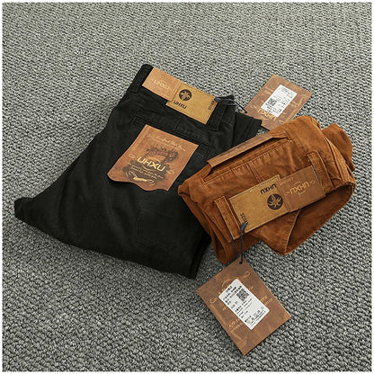 Spring And Autumn New American Retro 100% Cotton Multi-pocketed Washed Old Straight Casual Pants Loose Fashion Cargo Trousers.