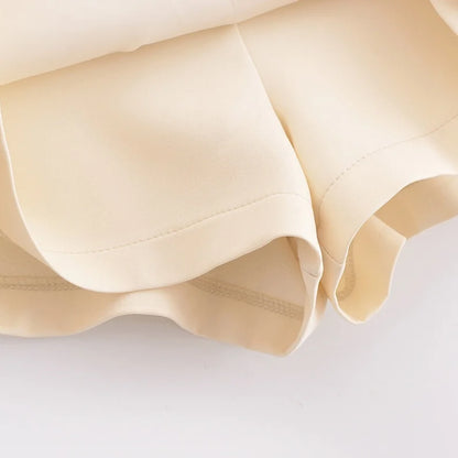 TRAF Shorts for Women Fashion Autumn Winter New Comfortable Casual Solid Color Side Zip Middle-waisted A-line Culotte Skirt Pant