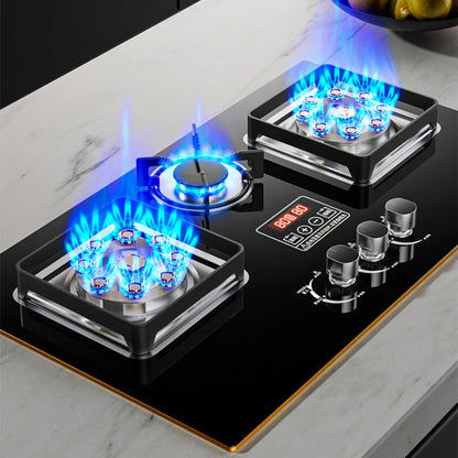 7.2KW Gas Stove Household Three Stove Timing Table Embedded Dual-purpose Natural Gas Liquefied Gas Fire Stove Gas Stove.