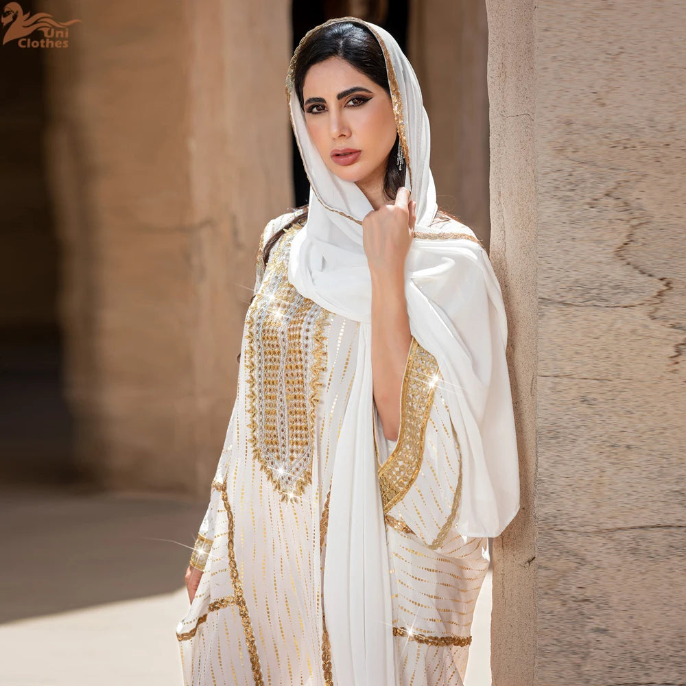 Women Muslim Hot Drill Long Dress Batwing Sleeve Abayas Dubai Loose Caftan Moroccan Kebaya Kaftan Turkey Islam Clothing Vestido.