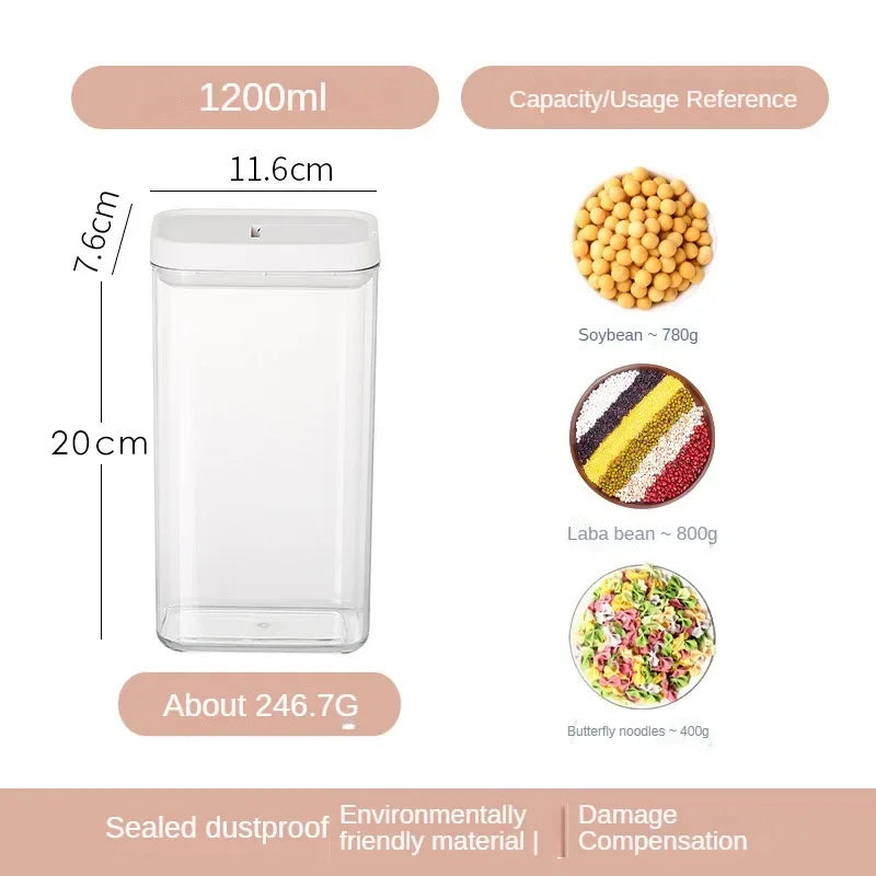 Kitchen Storage Plastic Storage Jar Clear Food Grade Airtight Seal for Kitchen Snacks Cereals Beans Kitchen Storage Organizer