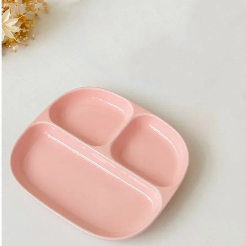 3Grid Plates for Food Dinner Plates Dinnerware Dining Compartment Plate Serving Dishes Salad Kitchen Eco-friendly Tableware.