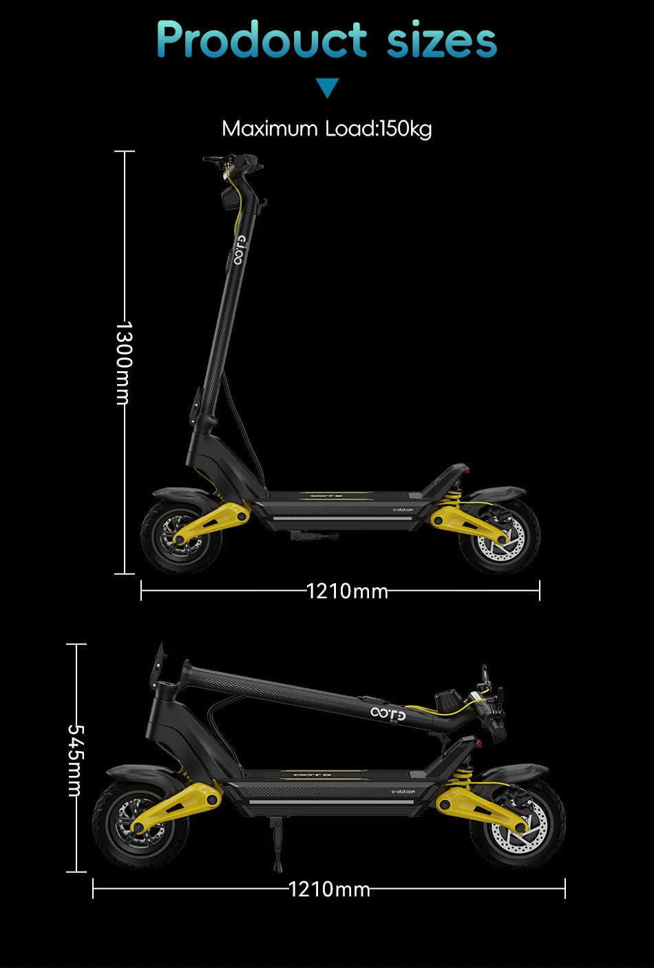 OOTD S10 Electric Scooter 1400W Motor 48V20AH Battery City Off-Road Electric Scooter Adult 10 Inch Foldable Electric Scooter.