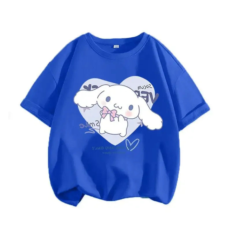 2024 New Summer COTTON T shirt Girls Boys Cinnamoroll T shirt Cartoon Print Kids T-Shirts Children Girls Tops Clothes.