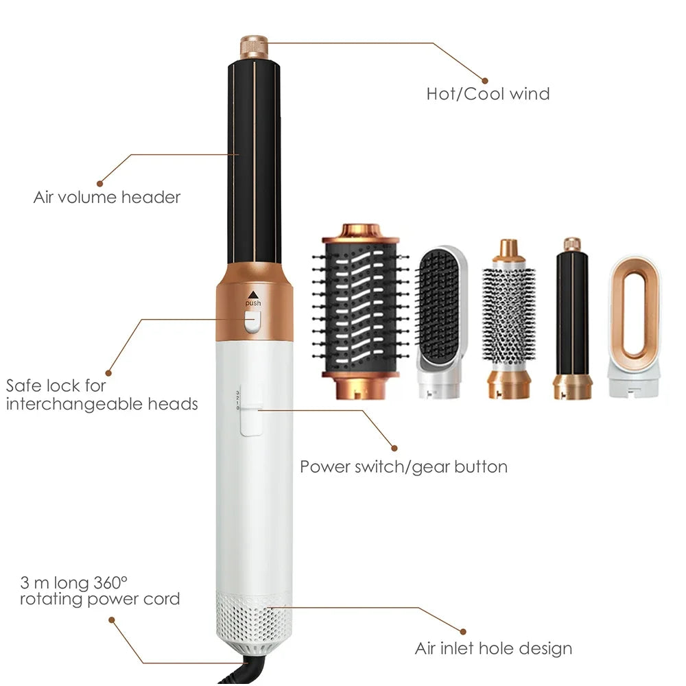 6 in 1 Hair Dryer Brush Hot Comb Set Professional Curling Iron Hair Straightener Styling Tool For Dyson Airwrap Hair Dryer.