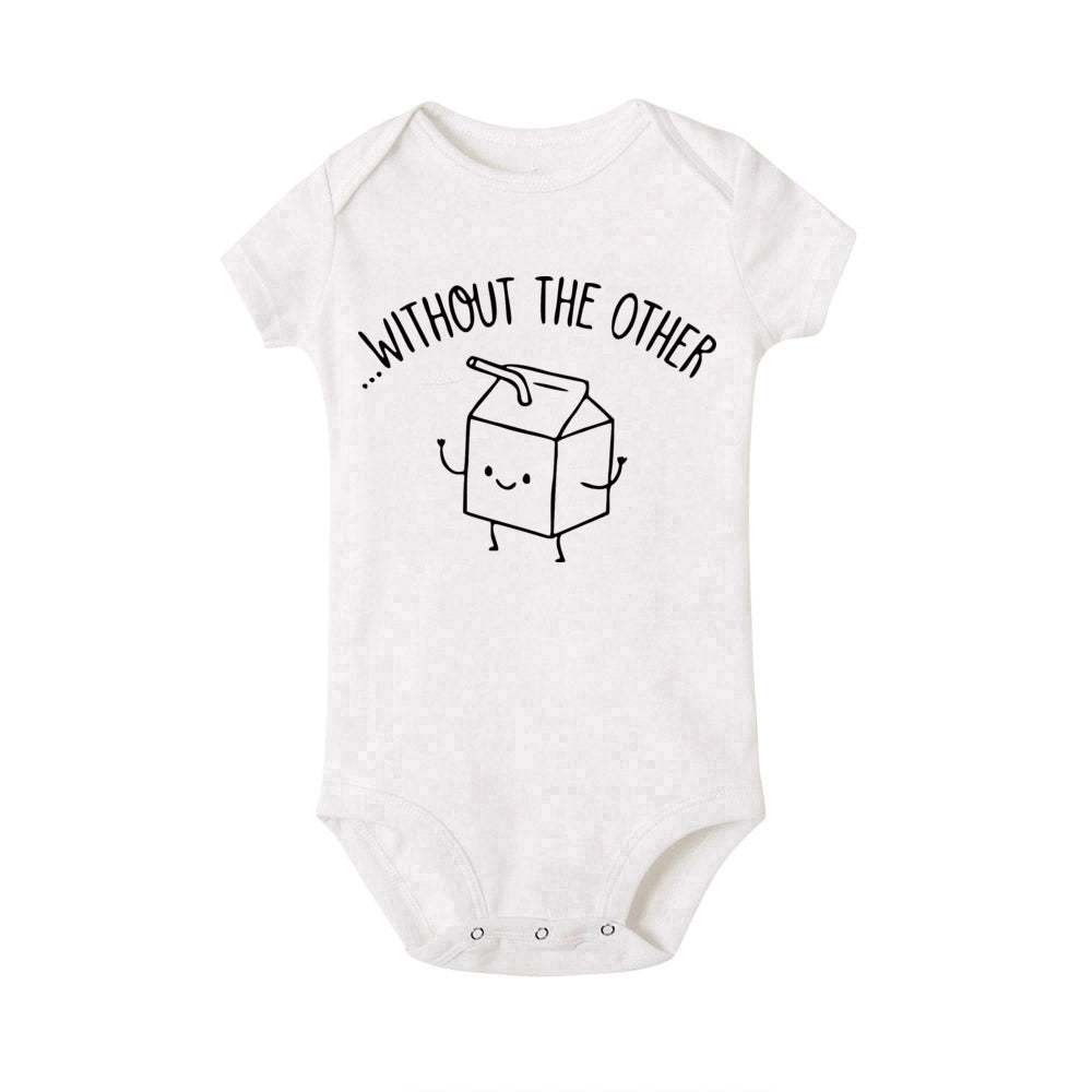 Zwillings-Body kann niemandem ohne den anderen Baby-Strampler haben. Lustiger Milch- und Keks-Zwillings-Bodysuit. Niedlicher Baby-Overall für beste Freunde.