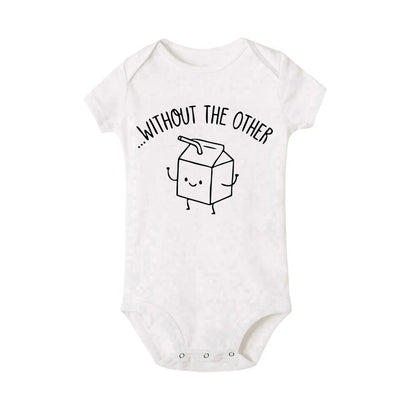 Zwillings-Body kann niemandem ohne den anderen Baby-Strampler haben. Lustiger Milch- und Keks-Zwillings-Bodysuit. Niedlicher Baby-Overall für beste Freunde.