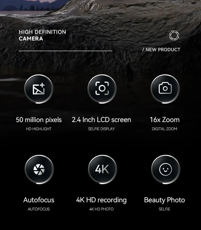 Xiaomi 4K Digital Camera 50MP 16X Student Camera Outdoor Anti-Shake Digital Video Camera Flash Video Recorder Small Video Camera.