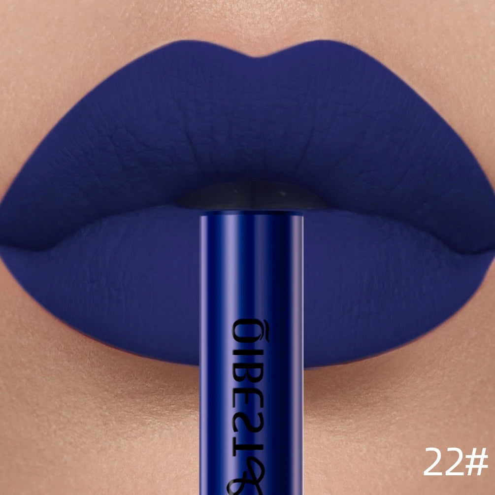 QIBEST Sexy Red Matte Lip Gloss Long Lasting Velvet Liquid Lipstick Lip Makeup Women Beauty Nonstick Cup Waterproof Lipgloss Hot