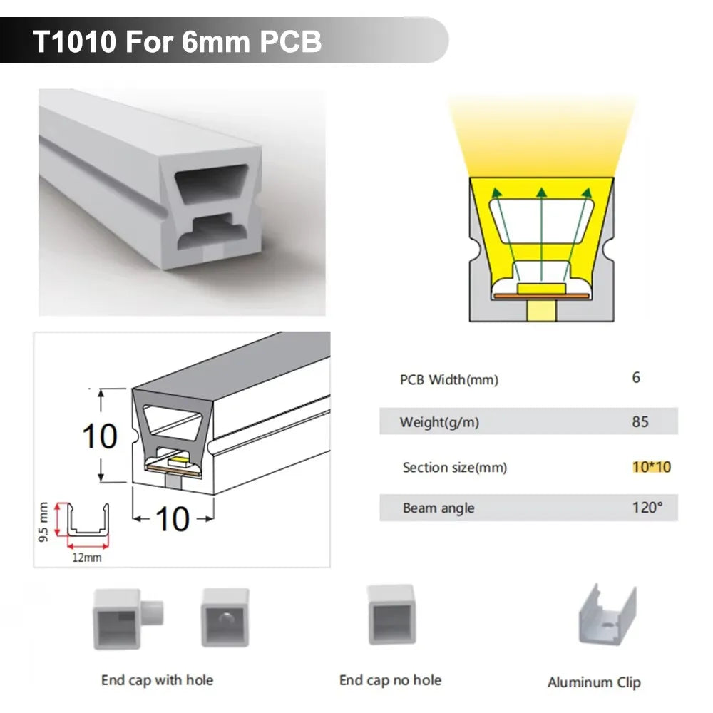 IP67 Waterproof Led Neon Silicone Flexible Cover Tube Suitable For WS2812B WS2811 5050 RGB 5mm 8mm 10mm 12mm PCB Light Strip