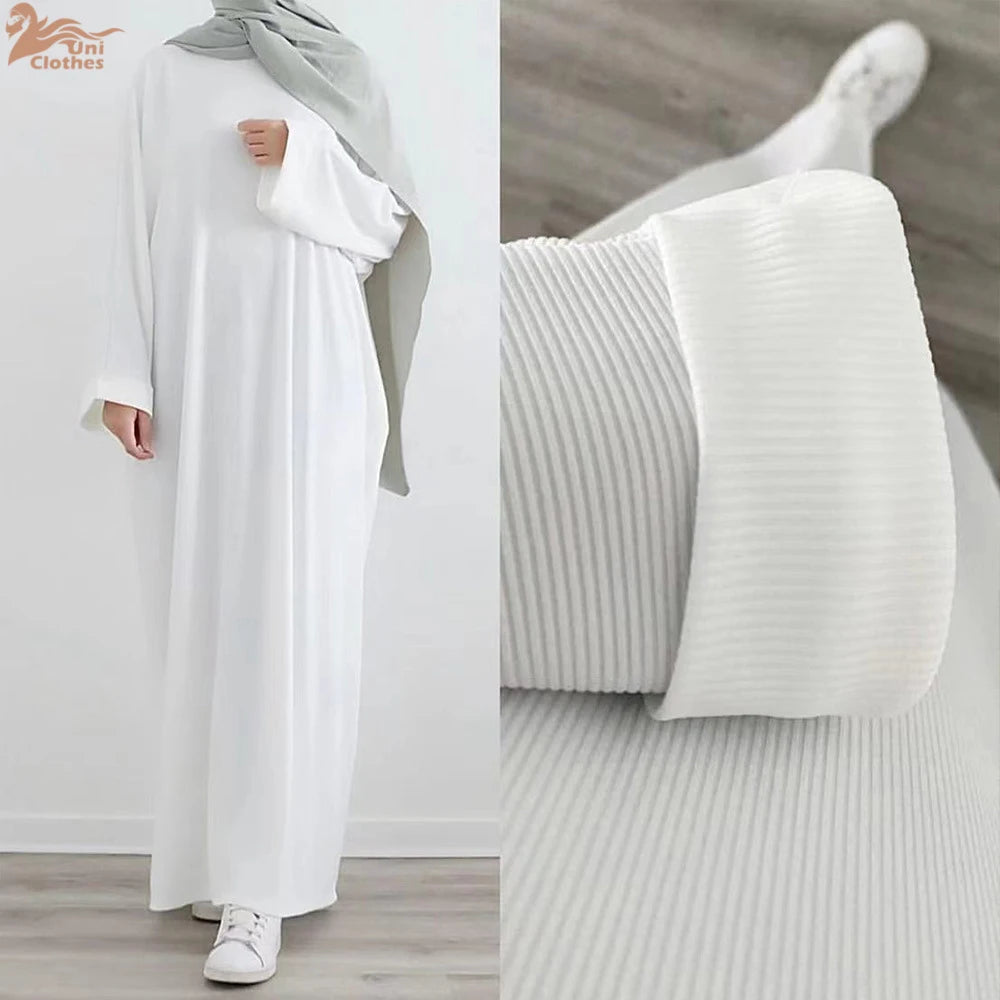 Saudi Arab Turkish Autumn Winter Knitted Dress For Women Jalabiyat Solid Comfortable Belted Casual Muslim Ramadan Robe.