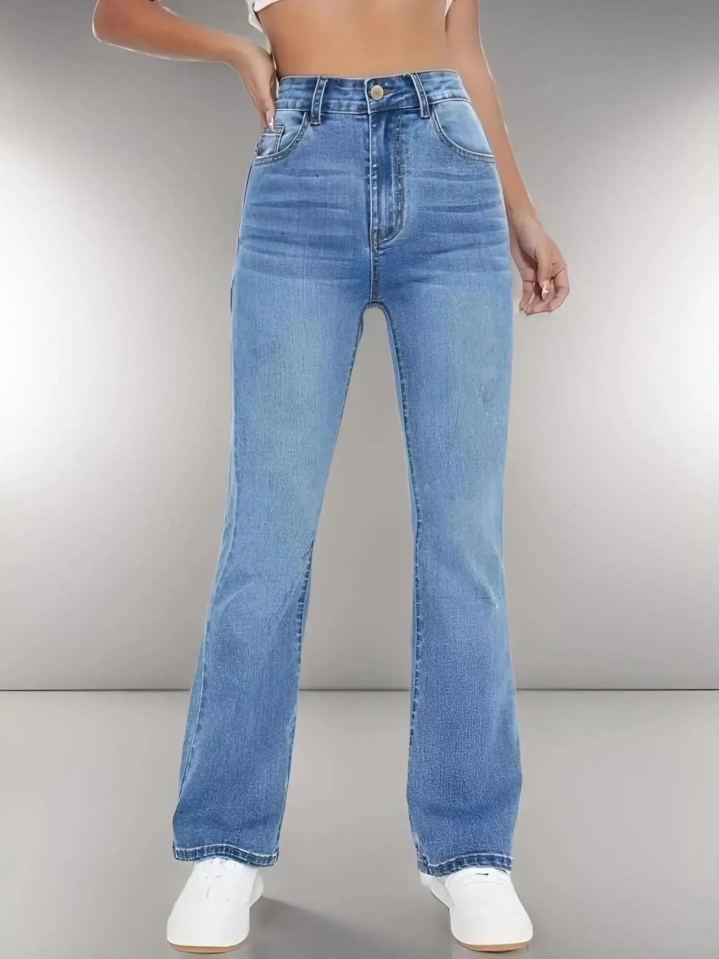 Spring 2025 Women's High Waist Straight Leg Light Blue Jeans Slimming Versatile Denim Pants Fashionable Casual Trousers.