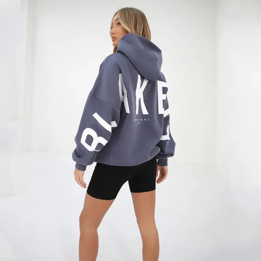 American Retro Letter Print Oversized Sweatshirt Women Harajuku Y2K Trendy Streetwear Top Chic Colorful Versatile Casual Hoodie.